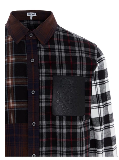 Shop Loewe Patchwork Oversize Check Shirt In Multi