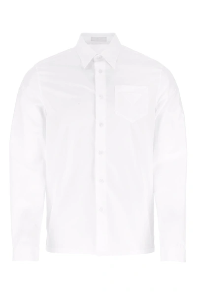 Shop Prada Poplin Tailored Shirt In White