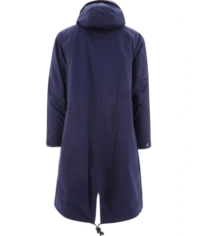 Shop Loewe Hooded Trench Coat In Blue