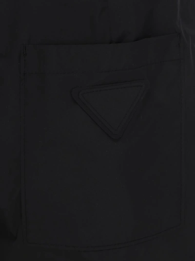 Shop Prada Logo Patch Bermuda Shorts In Black