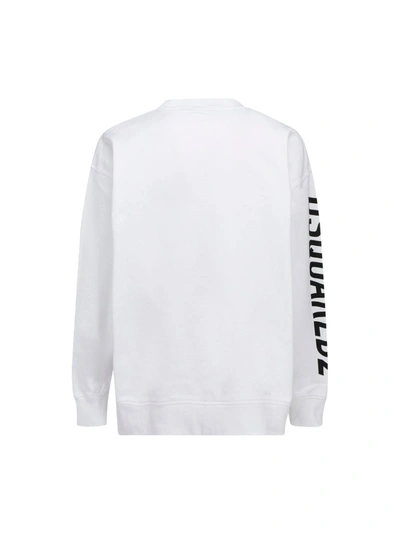 Shop Dsquared2 Leaf Print Crewneck Sweatshirt In White