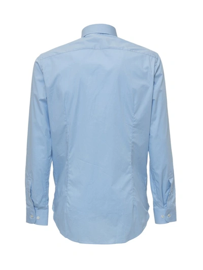 Shop Etro Logo Embroidered Buttoned Shirt In Blue
