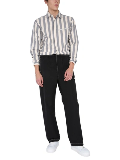 Sunnei Striped Pattern Shirt In Beige | ModeSens
