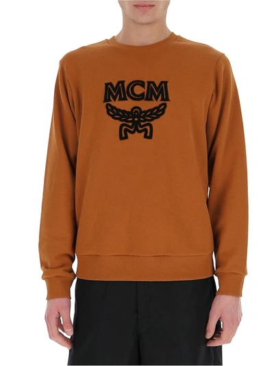 Mcm Graphic Logo Crewneck Sweatshirt In Beige | ModeSens