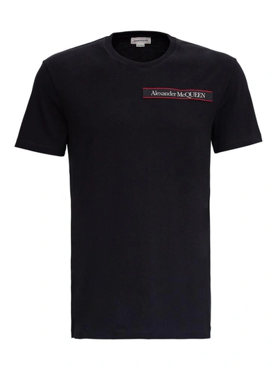 Shop Alexander Mcqueen Cotton T-shirt With Front Logo In Black