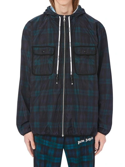 Shop Palm Angels Checked Windbreaker In Black/green