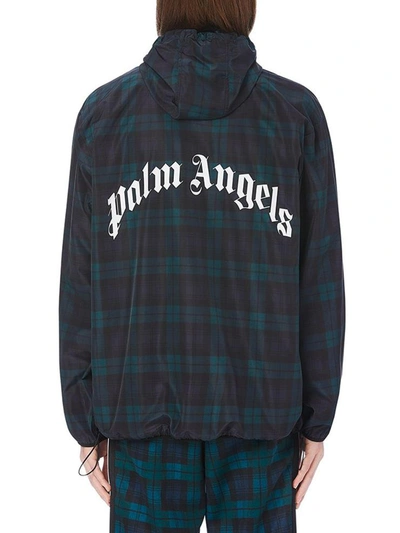 Shop Palm Angels Checked Windbreaker In Black/green