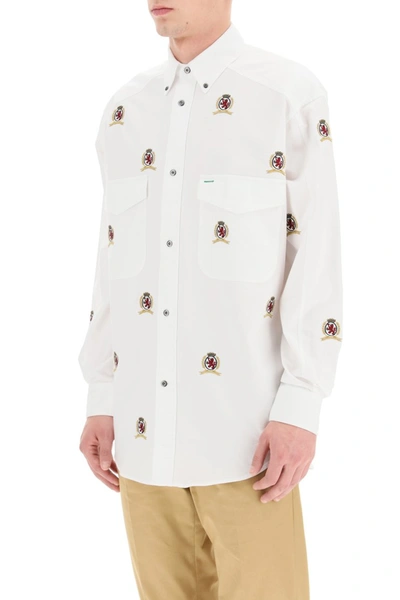Shop Tommy Hilfiger Collection Heritage Shirt With Thc Embroidered Emblems In White