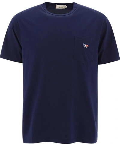 Shop Maison Kitsuné "tricolor Fox" T-shirt In Blue