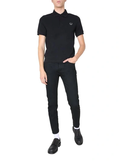 Shop Raf Simons Cotton Piqué Polo Shirt In Black