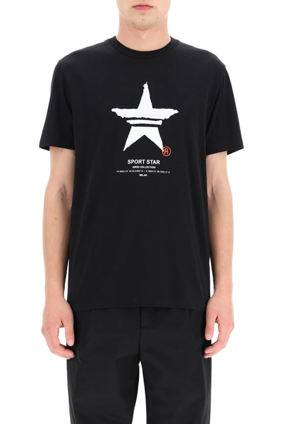 Shop Neil Barrett Sport Star Print T-shirt In Black White Red