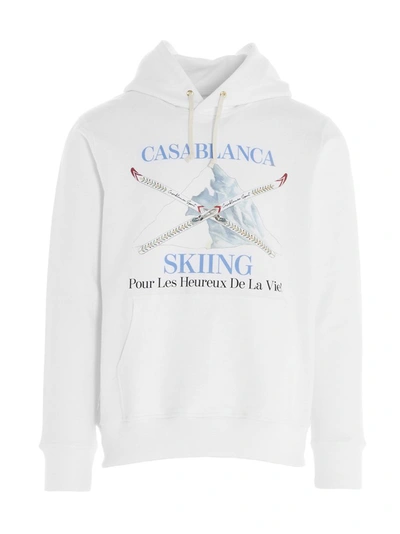 Shop Casablanca Skiing Print Hoodie In White