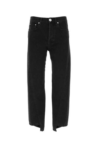 Shop Lanvin Asymmetric Hem Jeans In Black