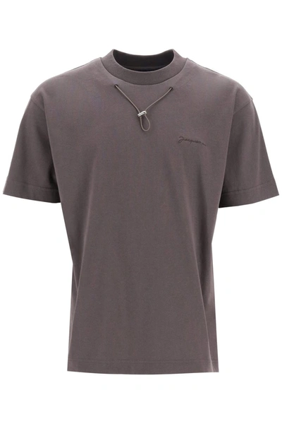 Shop Jacquemus Olive Drawstring T-shirt In Anthracite