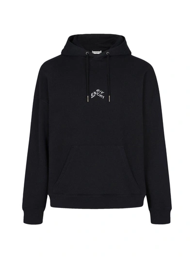 Shop Givenchy Refracted Embroidered Logo Hoodie In Black