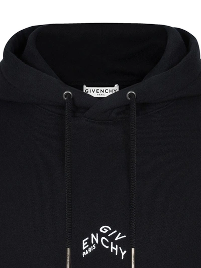 Shop Givenchy Refracted Embroidered Logo Hoodie In Black
