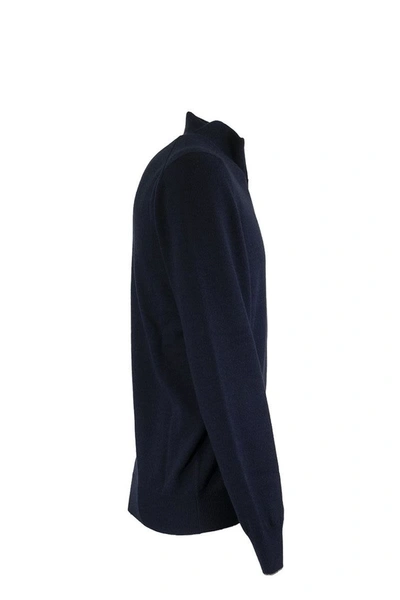 Shop Brunello Cucinelli Cashmere Mock Turtleneck Cardigan With Zipper In Ultramarine