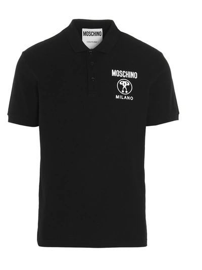 Shop Moschino Double Question Mark Polo Shirt In Black