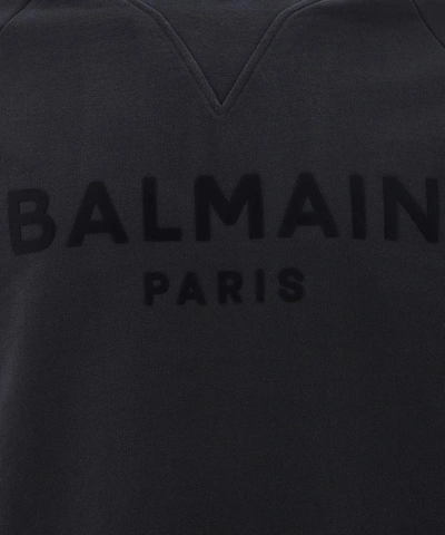 Shop Balmain Flocked Logo Sweatshirt In Black  