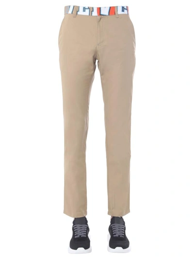 Shop Versace "compilation" Trousers In Beige