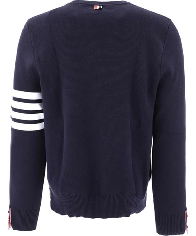 Shop Thom Browne "4-bar" Pullover In Blue