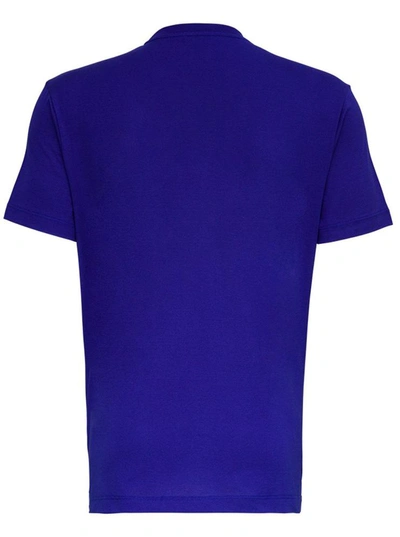 Shop Versace Cotton T-shirt With Logo Print In Blu