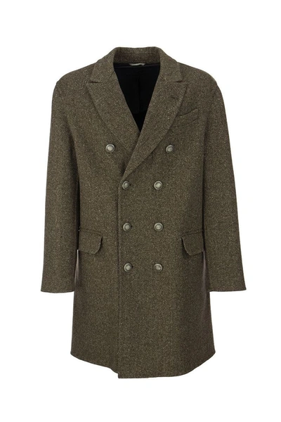 Shop Brunello Cucinelli Double Breasted Coat Brown