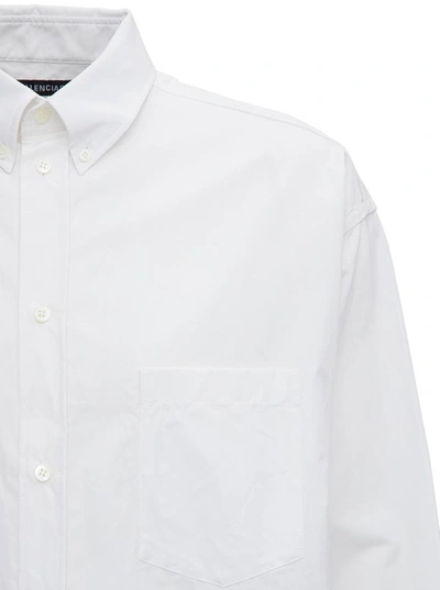 Shop Balenciaga Cotton Shirt With Muli Language Back Print In White