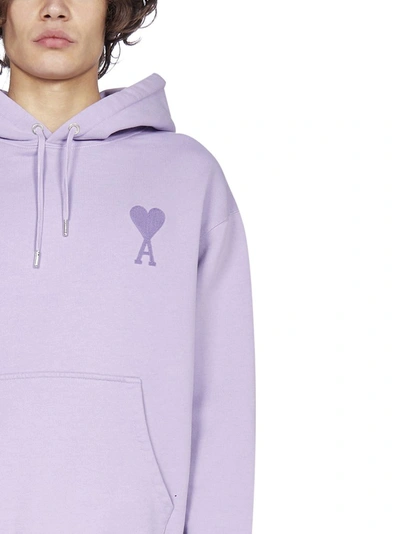 Shop Ami Alexandre Mattiussi Ami Ami De Coeur Embroidered Hoodie In Purple
