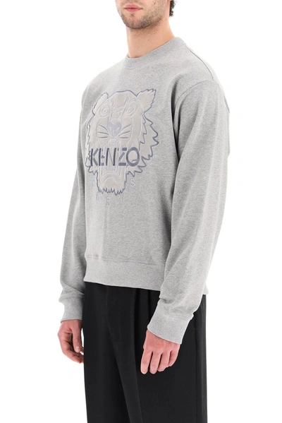 Shop Kenzo Tiger Embroidered Sweatshirt In Grey