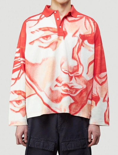 Shop Jw Anderson Oversized Long Sleeved Polo Shirt In Multi