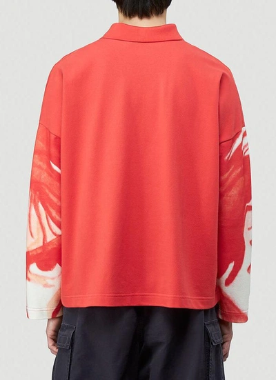 Shop Jw Anderson Oversized Long Sleeved Polo Shirt In Multi