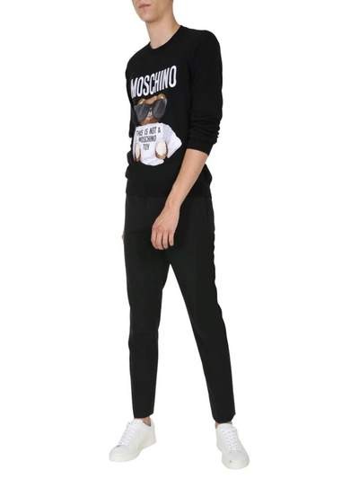 Shop Moschino Crew Neck Sweater In Black