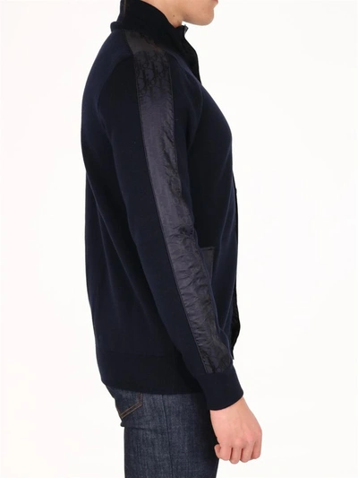 Shop Dior Oblique High Neck Sweater In Blue