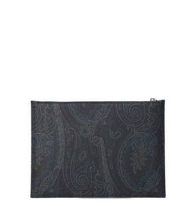 Shop Etro Paisley Print Clutch In Black