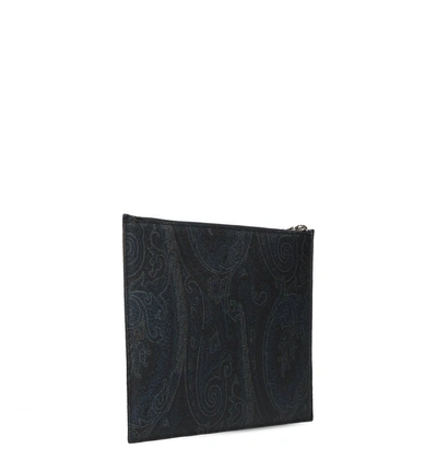 Shop Etro Paisley Print Clutch In Black