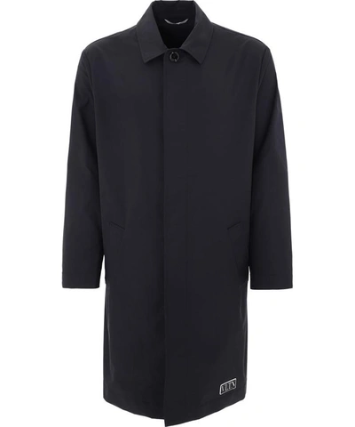 Shop Valentino "vltn" Tag Raincoat In Black  