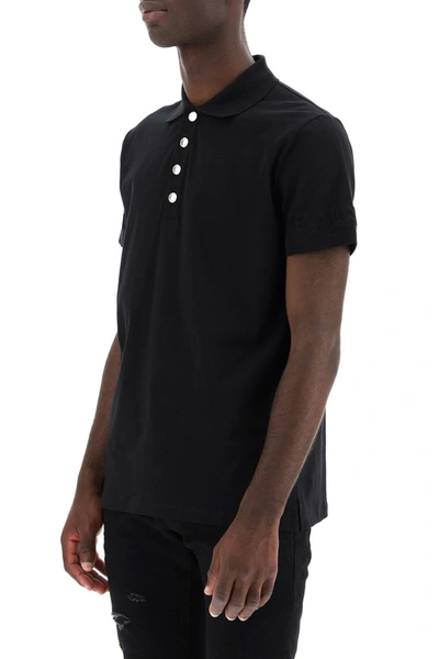 Shop Balmain Polo Shirt With Embossed Logo In Noir