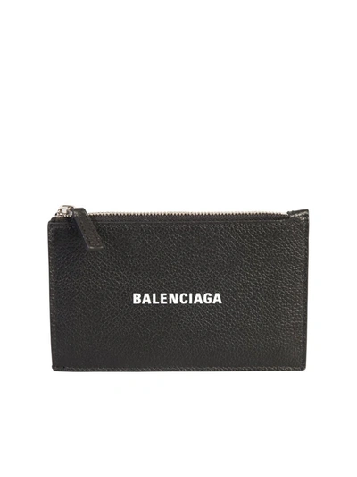 Shop Balenciaga Logo Print Cardholder In Black