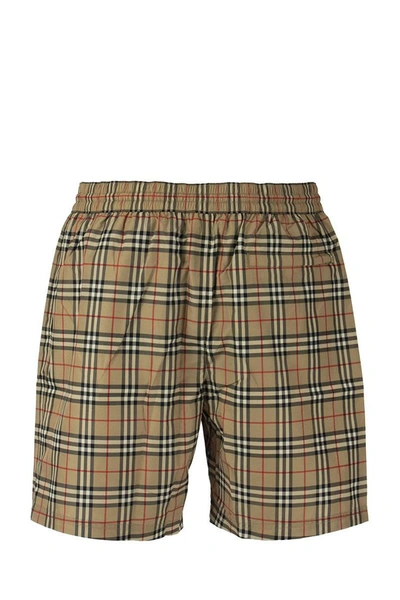 Shop Burberry Vintage Check Drawcord Swim Shorts Guildes Archive Beige