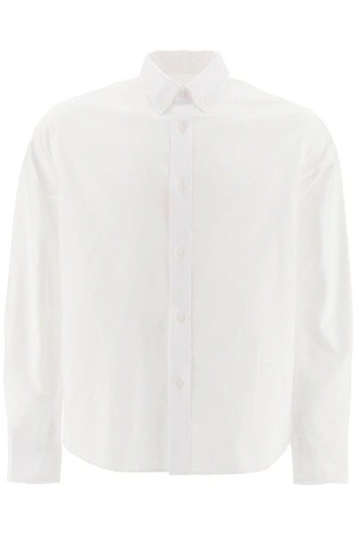 Shop Kenzo Shirt With Tiger Head Embroidery In Blanc