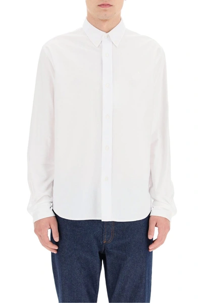 Shop Kenzo Shirt With Tiger Head Embroidery In Blanc