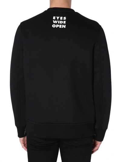 Shop Neil Barrett "eyes Wide Open" Printed Sweatshirt In Black
