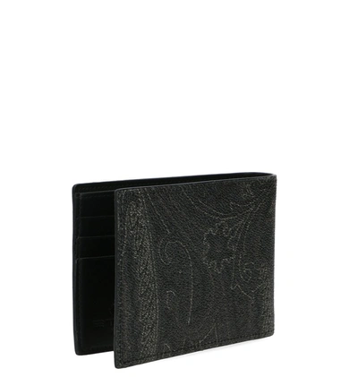Shop Etro Jacquard Bifold Wallet In Black