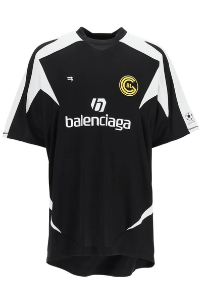Shop Balenciaga Soccer Print T-shirt In Black White