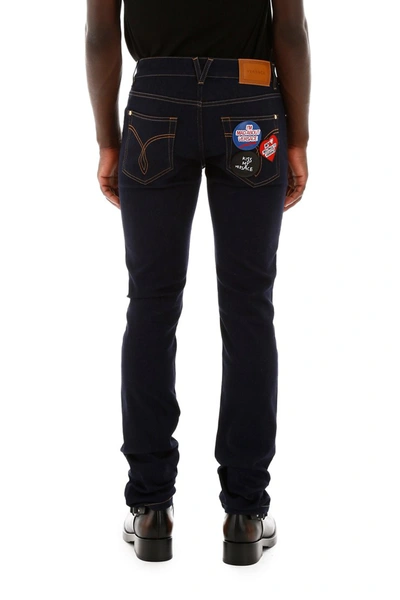 Shop Versace Jeans With Patches In Blu Scuro