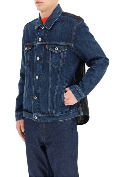 Shop Junya Watanabe Panel Denim Jacket In Indigo X Nvy G