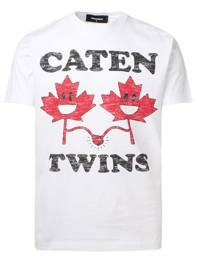 Shop Dsquared2 T-shirt "caten Twins" Bianca In White