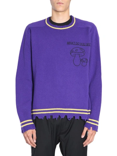 Shop Riccardo Comi Round Collar Jumper In Purple