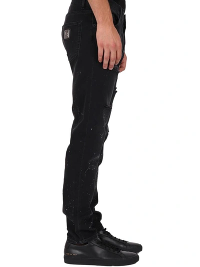 Shop Dolce & Gabbana Splatter Jeans  Black